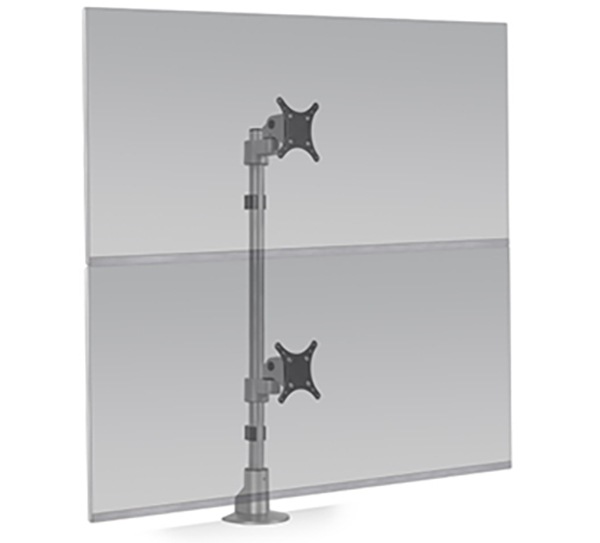 Innovative HAT E2 Connex Static One Over One Monitor Arm - Silver