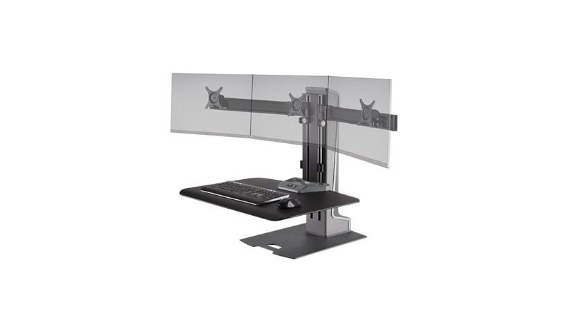 HAT Design Works Winston-E Sit-Stand Workstation stand - for 3 LCD displays / keyboard / mouse - gray duotone