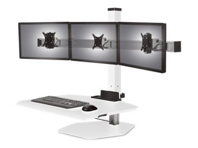 HAT Design Works Winston Workstation Triple Freestanding Sit-Stand stand - for 3 LCD displays / keyboard / mouse - flat