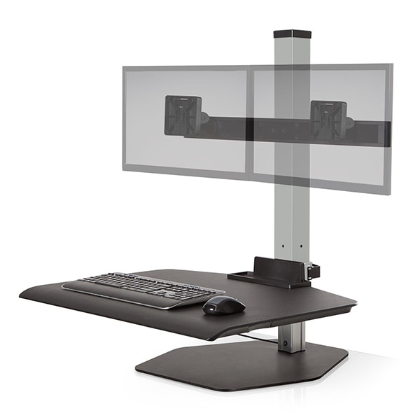 Innovative Winston Dual Monitor Compact Sit-Stand Workstation - Silver