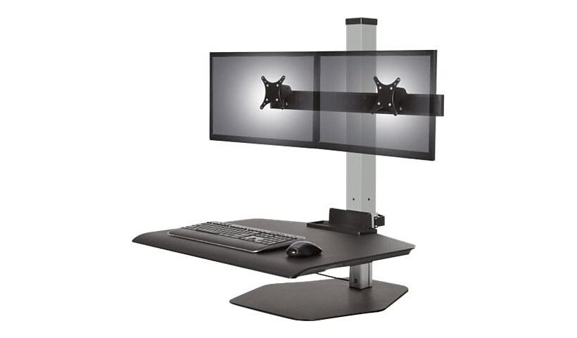 HAT Design Works Winston Workstation Dual Freestanding Sit-Stand pied - pour 2 écrans LCD / clavier / souris - argent