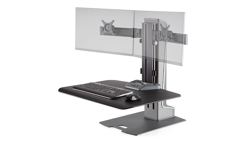HAT Design Works Winston-E stand - Sit-Stand - for 2 LCD displays / keyboard / mouse - gray duotone