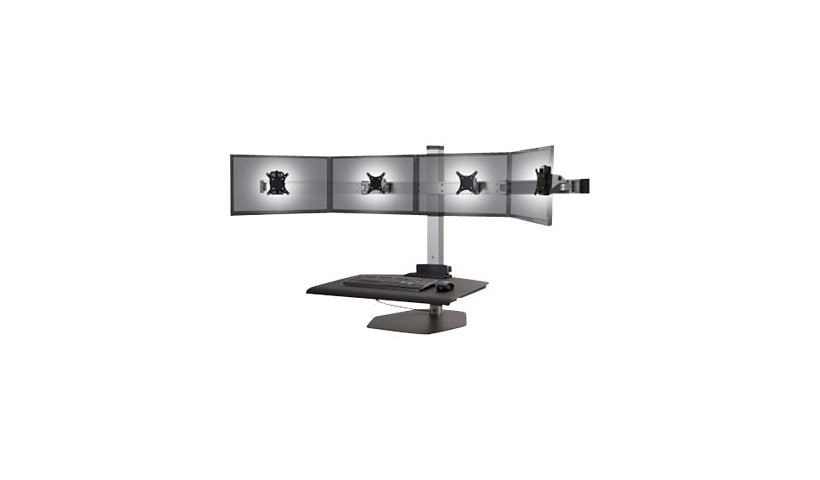 HAT Design Works Winston Workstation Quad Freestanding Sit-Stand stand - for 4 LCD displays / keyboard / mouse - silver
