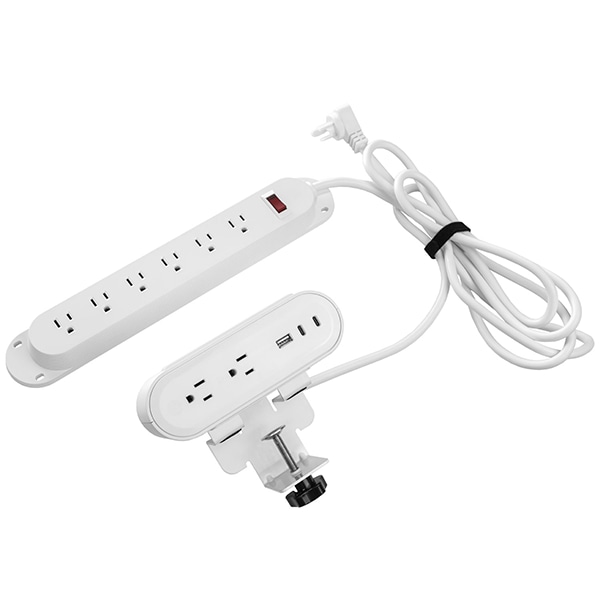 HAT Collective 9' Reya Power Strip with Hardwired Surface Module - White