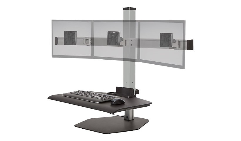 HAT Design Works Winston Desk Compact Triple - standing desk converter - rectangular - silver