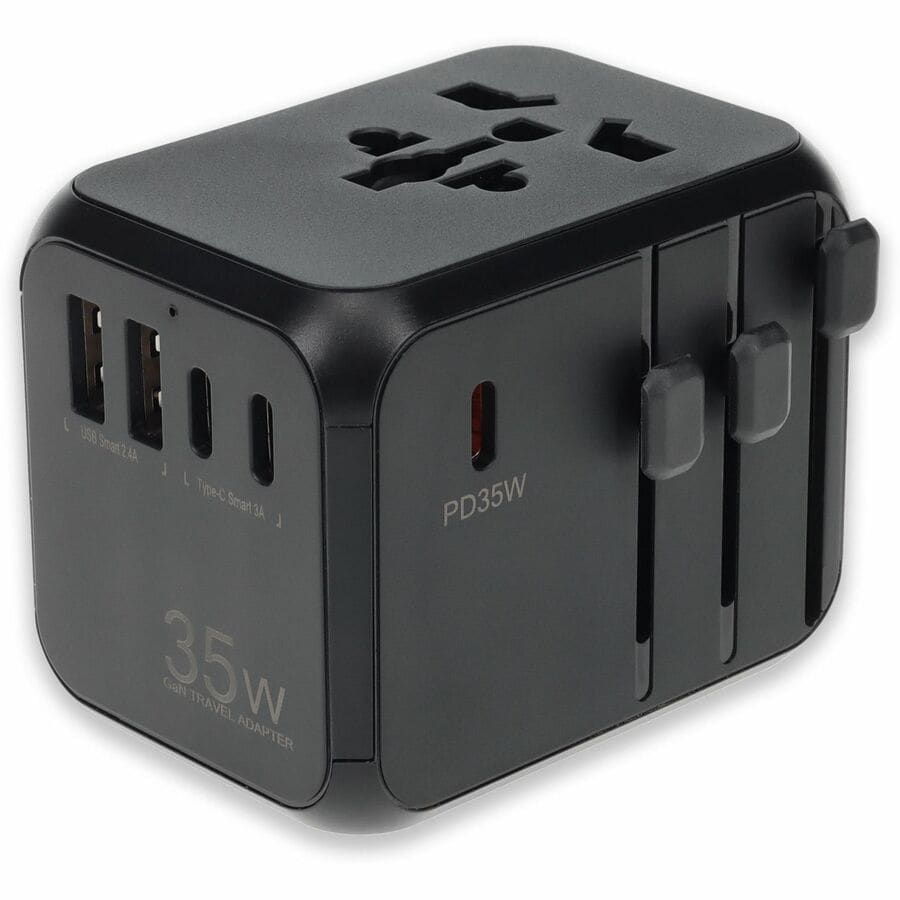 Proline Travel Wall Plug to 2xUSB (C) and 3xUSB (A) 35W total for USA, UK, Euro and Australia 100-250V