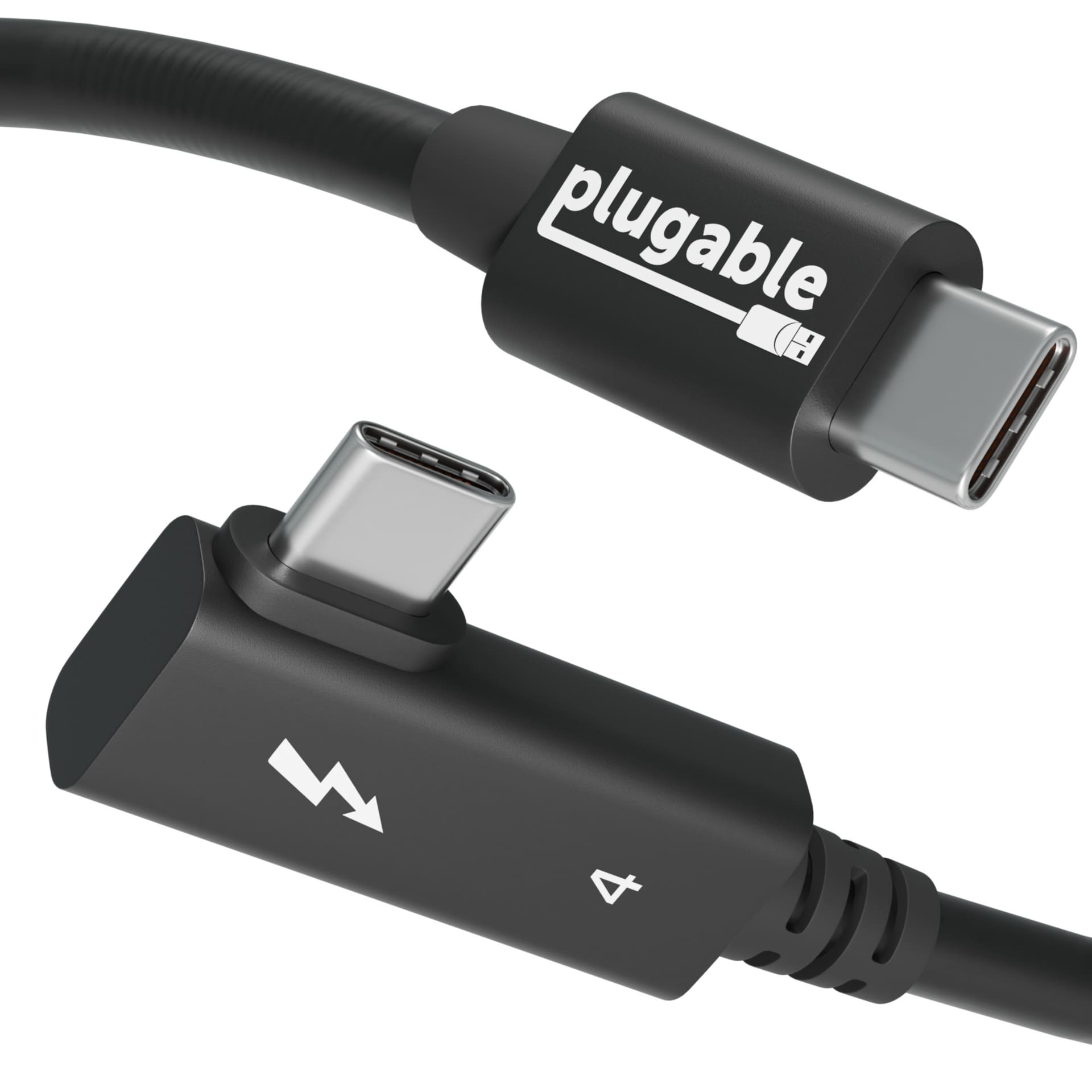 Plugable Thunderbolt 4 Cable Right Angle 40Gbps with 240W EPR Charging, 8K Display, Intel Certified 2.6 Feet (80CM)