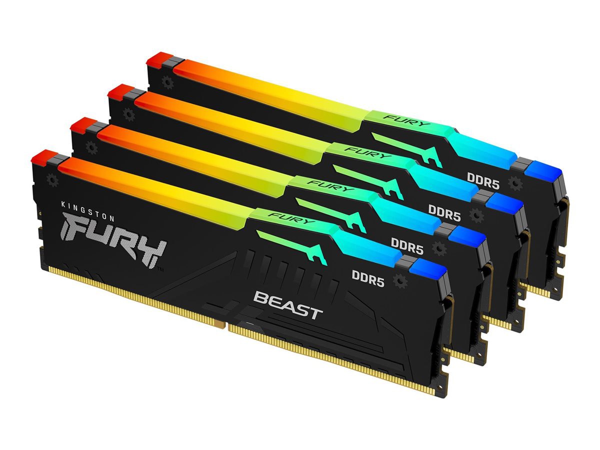 Kingston FURY Beast - DDR5 - kit - 128 GB: 4 x 32 GB - DIMM 288-pin - 5200 MHz / PC5-41600