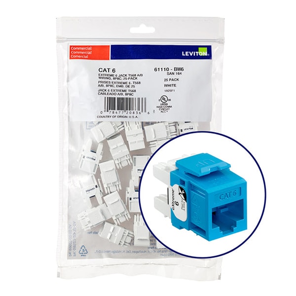 Leviton Extreme QUICKPORT Single Port CAT6 T568A/B Modular Jack - Blue