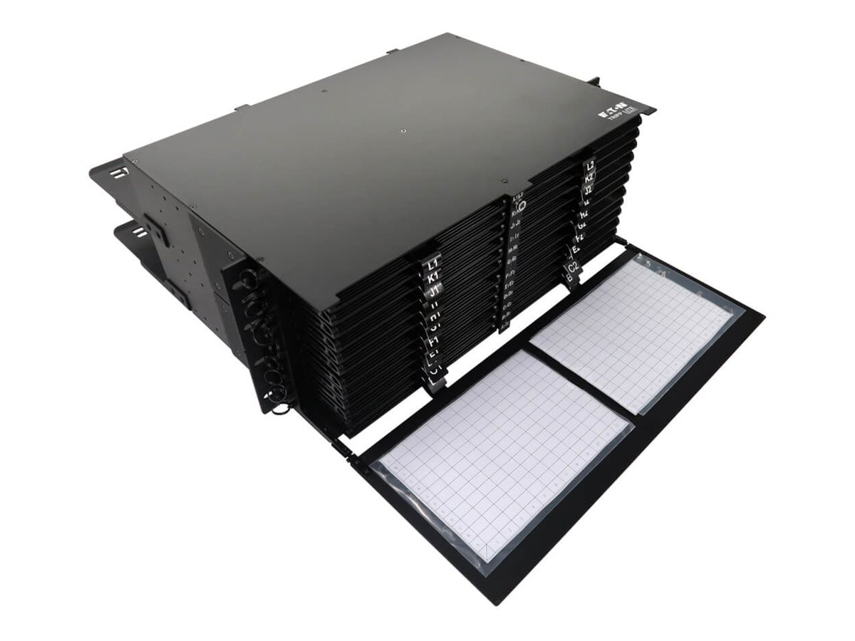 Eaton Tripp Lite Series High-Density Panel Fiber Splice Enclosure 24 Splicing Cassettes 576 LC/UPC SM 0.9 mm 1.5 m 4U