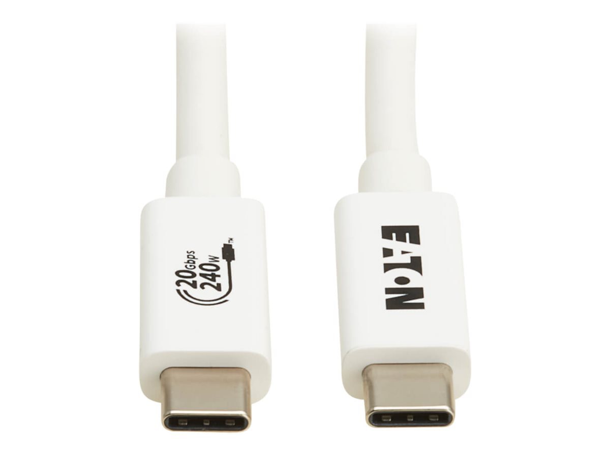 Eaton Tripp Lite Series USB4 20Gbps Cable (M/M) - USB-C, 4K 60 Hz, 240W PD Charging, White, 2 m (6.6 ft.)