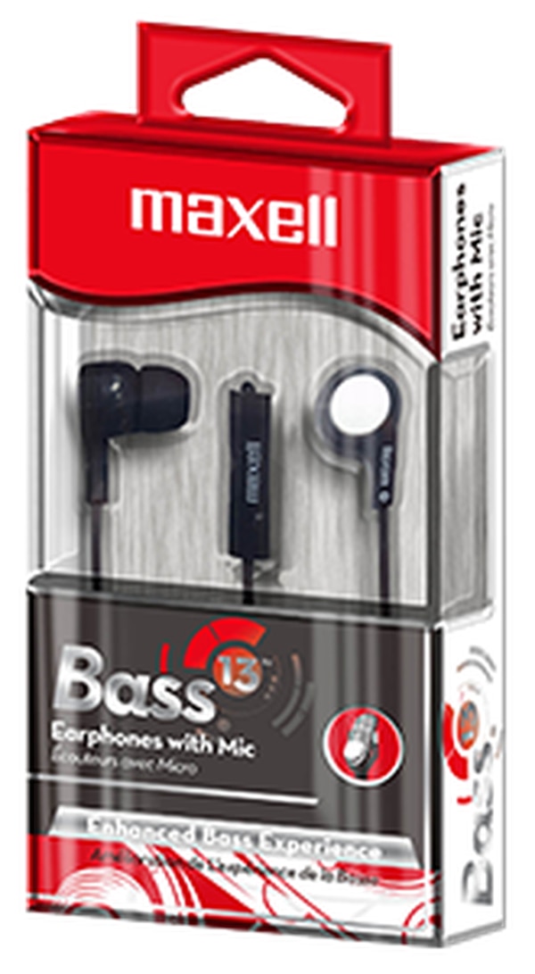 MAXWELL B-13 BASS EARBUDS W/MIC BLK