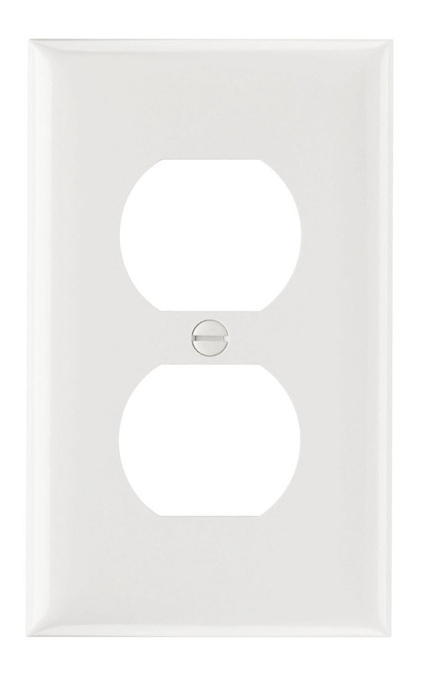 Wiremold Single Gang Thermoset Duplex Receptacle Opening Wall Plate - White