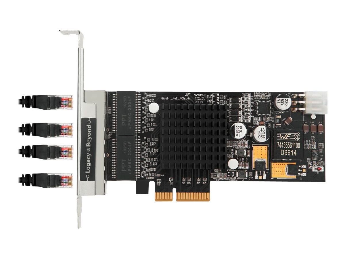 SIIG 4-Port Gigabit Ethernet with POE PCIe Card - Intel 350 - network adapter - PCIe 2.1 x4 - Gigabit Ethernet (PoE+) x