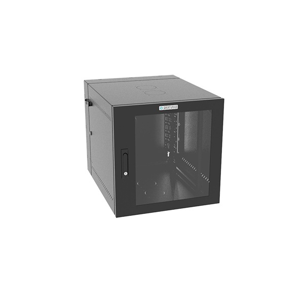 Great Lakes 24"x24"x32" 12U Plexi Door Wall Mount Rack with Swing Handle- Black