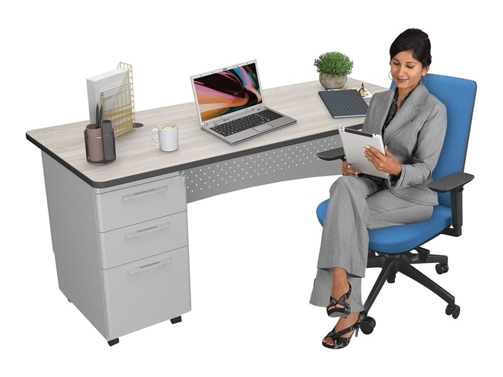 MooreCo Avid Modular Desk System - pedestal desk - rectangular - gray elm