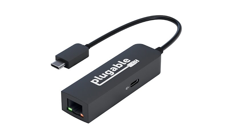 Plugable USB C to Ethernet Adapter 2.5Gb with 100W USB-C PD Charging, 2.5 Gigabit Type C USB Ethernet Adapte