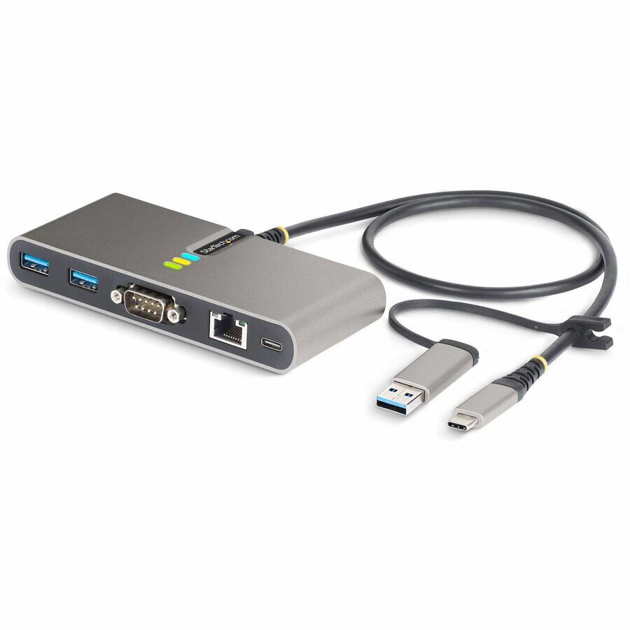 StarTech.com 2-Port USB-C Hub with GbE and RS-232 Serial, USB-C to USB-A Do