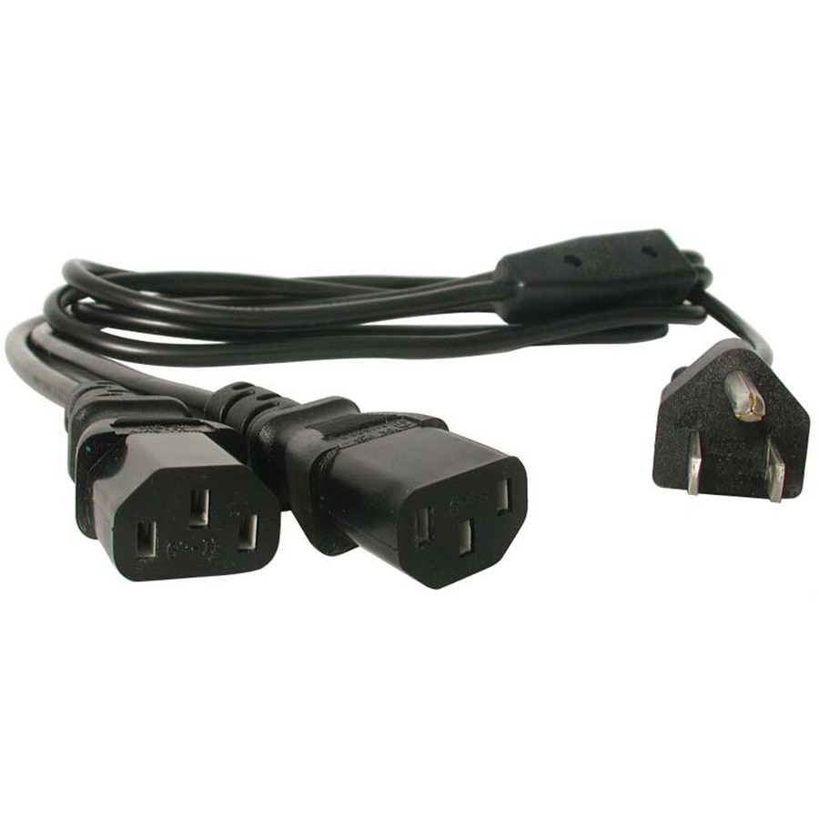StarTech.com 6ft (2m) Computer Power Cord Y Splitter, NEMA 5-15P to 2x C13 Y Cable, 10A 125V, 18AWG, AC Power Cord