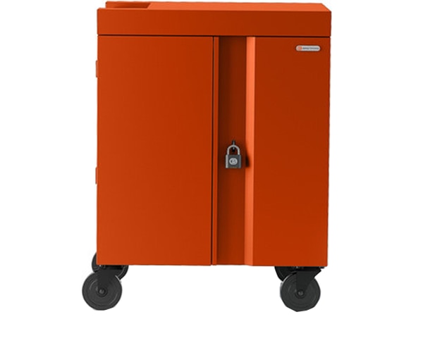 Bretford 32x Pre Wired USB-C CUBE Cart with Logo - Tangerine