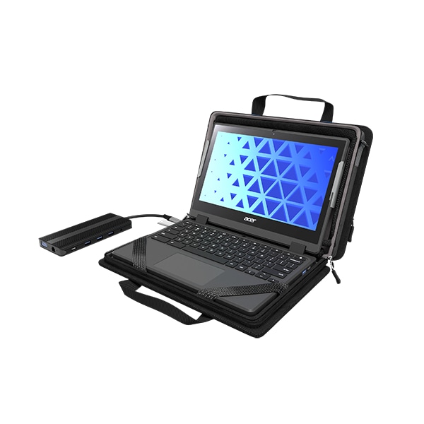 MAXCases Explorer 5 Work-In Case with Pocket for 11" Chromebook and Laptop - Black