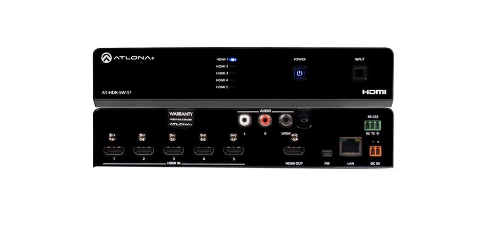 Atlona 4K HDR 5x1 HDMI Switcher