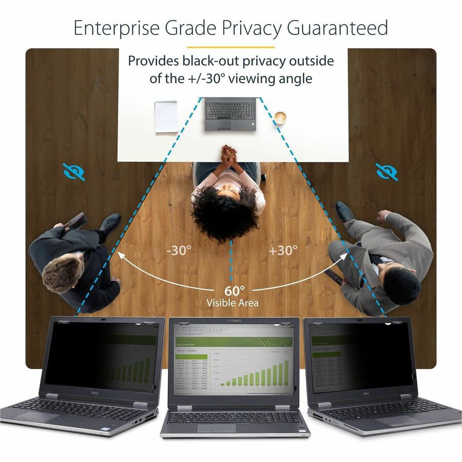 Thumbnail 2 of 11 for StarTech.com 13.3-inch 16:9 Flip-Up Privacy Screen with Touch, Laptop Security Shield, Anti-Glare Blue Light Filter