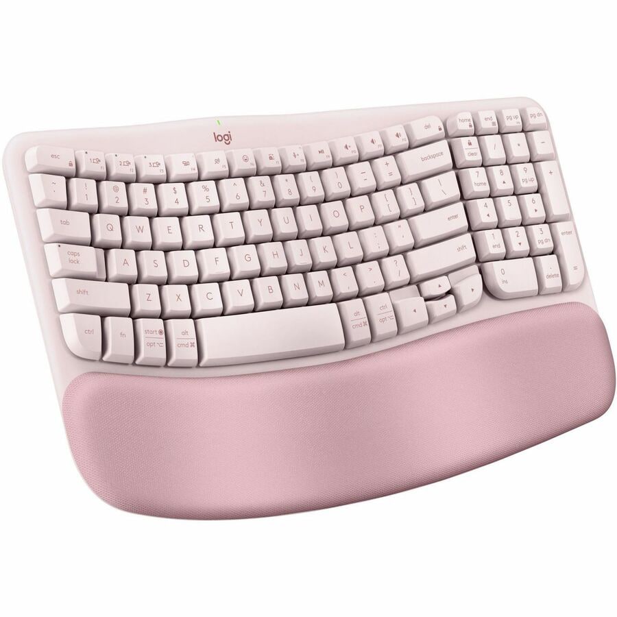 Logitech Wave Keys Wireless Ergonomic Keyboard with Cushioned Palm Rest, Co