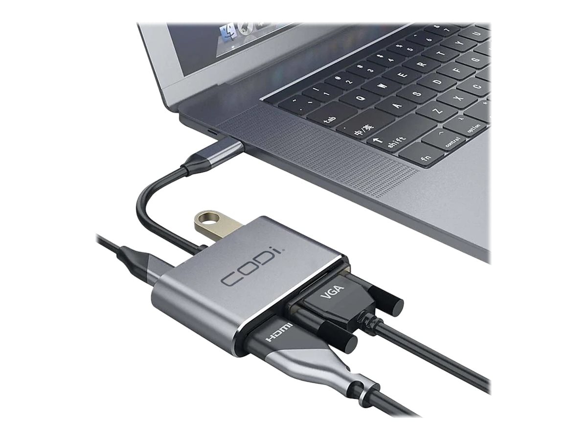 CODi 4-In-1 USB-C Display Adapter - docking station - USB-C - VGA, HDMI