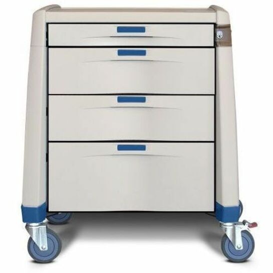 Capsa Healthcare Avalo Medical Cart with 8" High Full Drawer - Light Creme and Blue