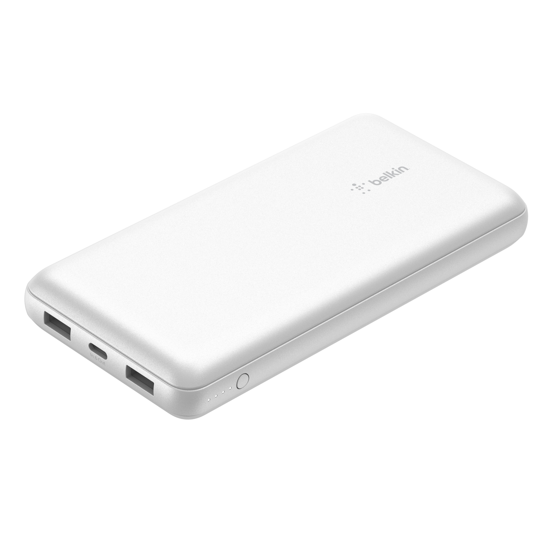 Belkin 15W 3-port USB Power Bank - 20K mAh - 2xUSB-A (12W), 1xUSB-C (15W) - Portable Charger - White