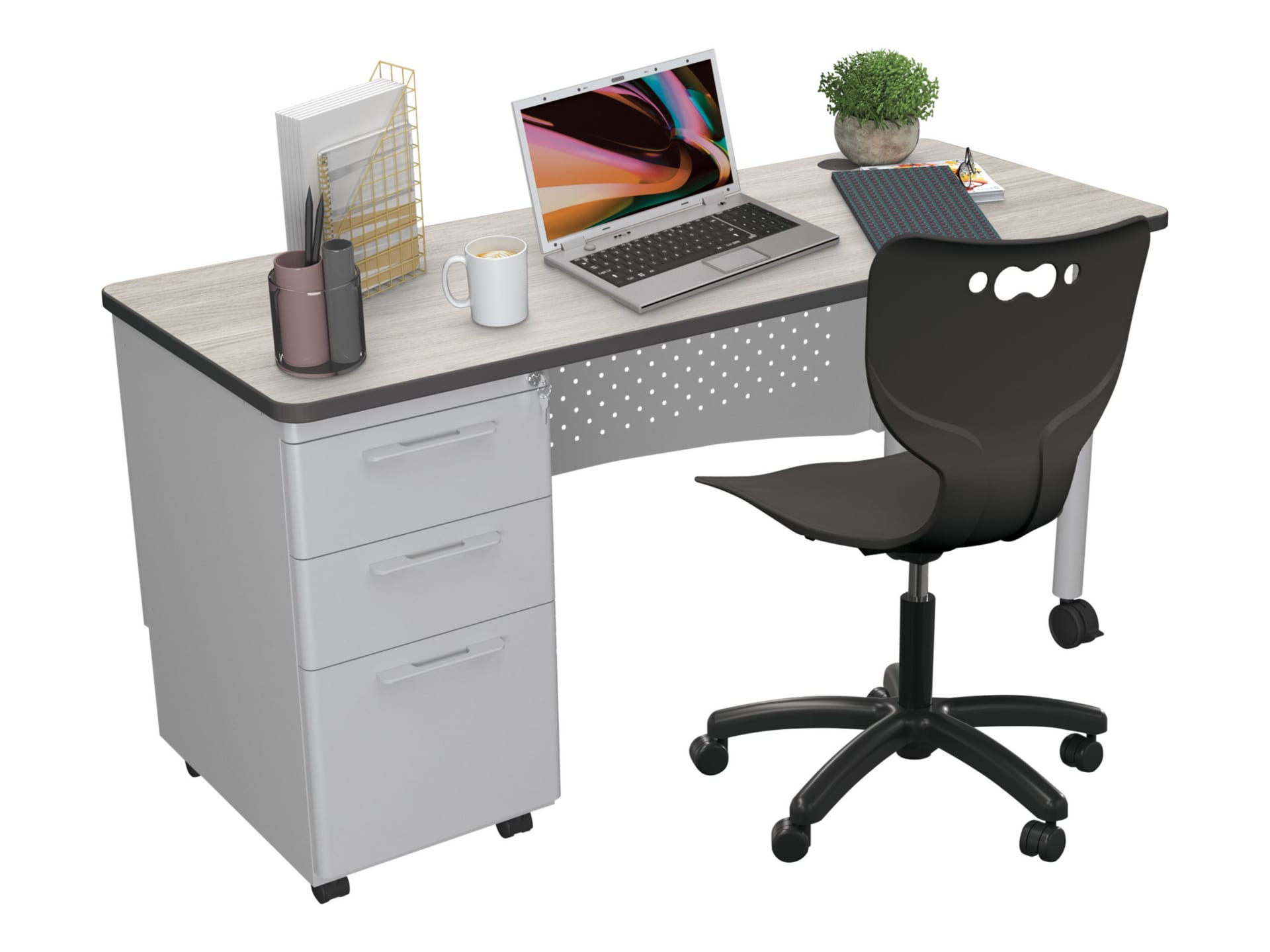 MooreCo Avid - desk - rectangular - gray elm
