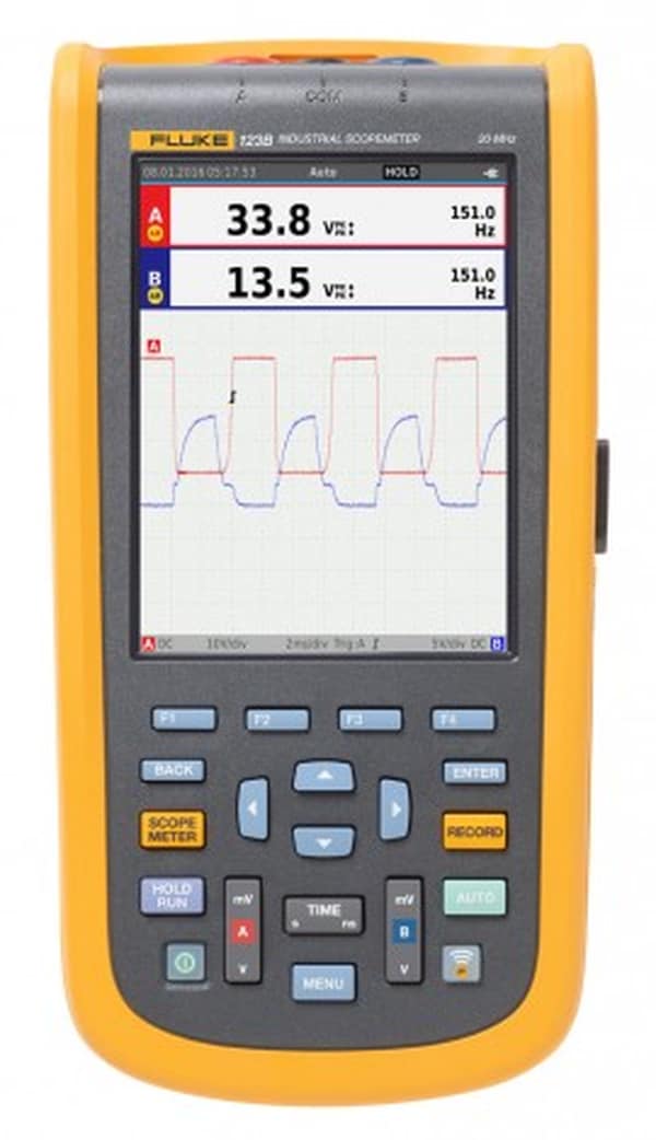 Fluke Networks 20MHz Industrial ScopeMeter Hand-Held Oscilloscope with Fluk