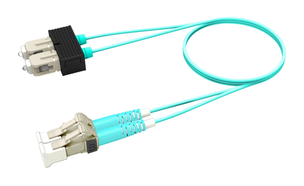 SYSTIMAX CommScope InstaPATCH 360 FEX Series 10m OM4 LC/UPC to SC/UPC Duplex Riser Fiber Patch Cord - Aqua