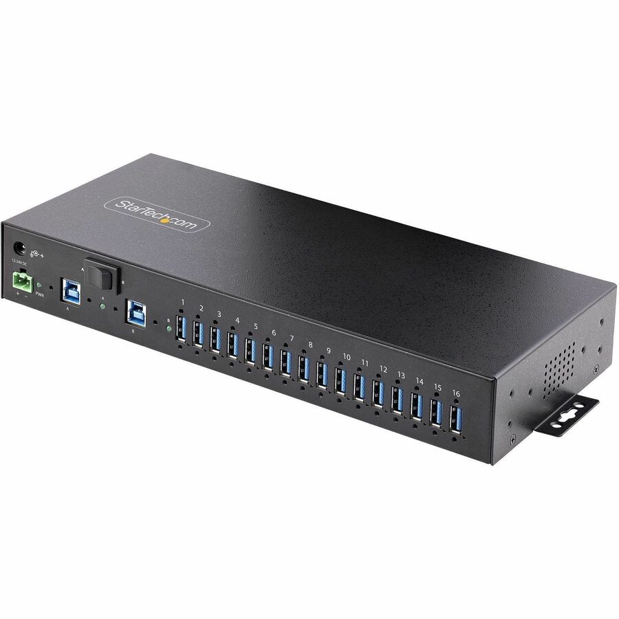 StarTech.com 16-Port Industrial USB 5Gbps Hub with Power Adapter, Mountable, Terminal Block Power, USB Charging,