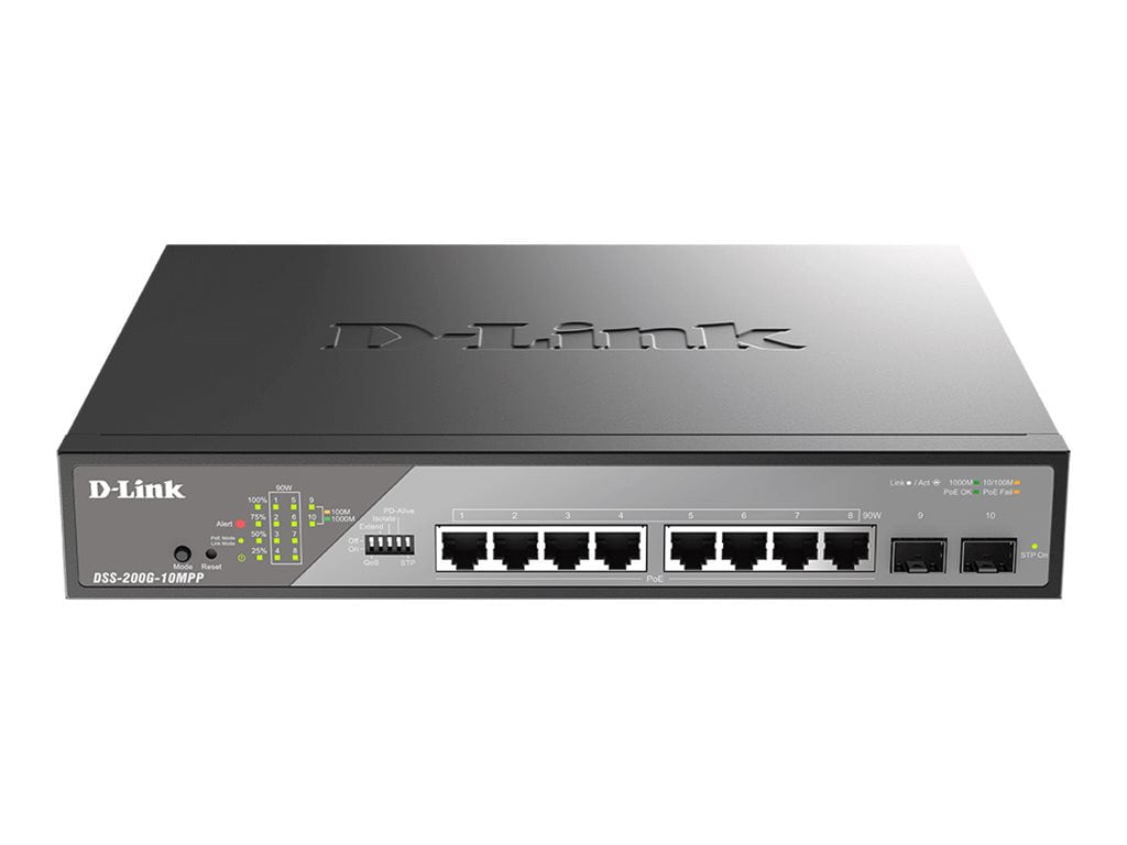 D-Link DSS 200G-10MPP - switch - 8 ports - managed - rack-mountable