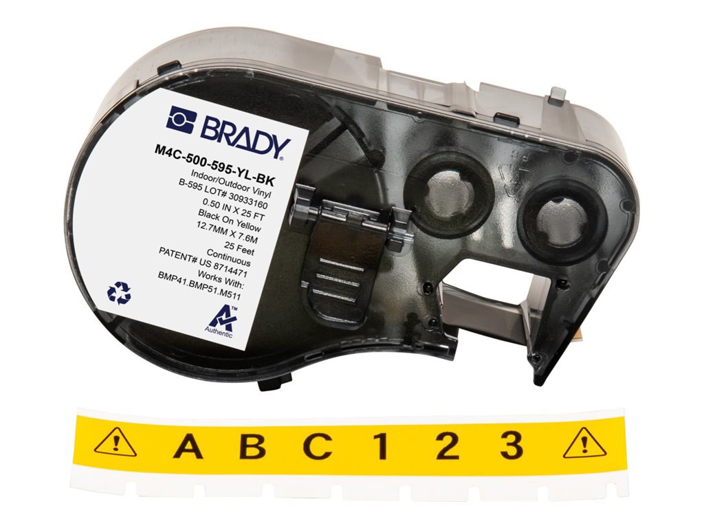 Brady - label cartridge - glossy - 1 cassette(s) - Roll (1.27 cm x 7.62 m)