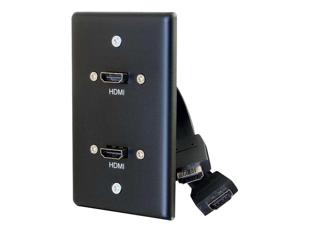 C2G Single Gang Wall Plate with Dual HDMI Pigtails Black - mounting plate