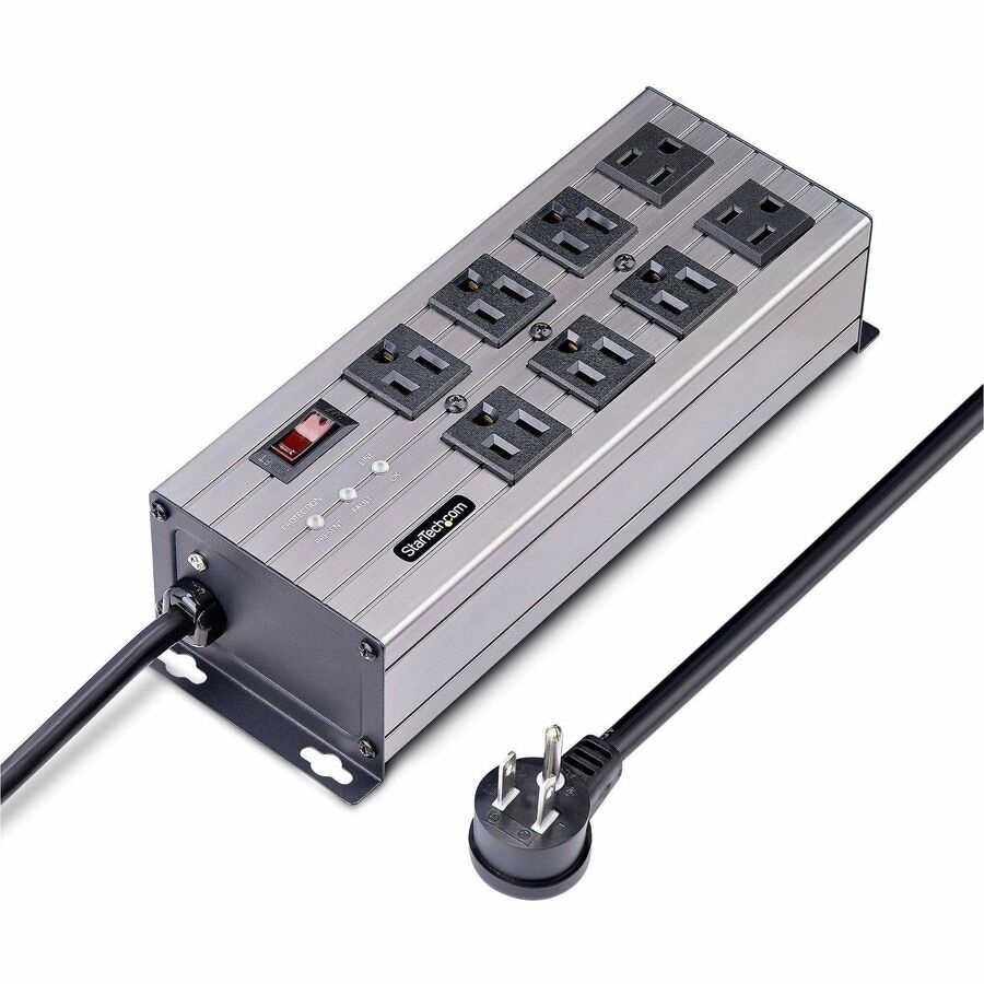 StarTech.com 8-Outlet Industrial Power Strip, EMI/RFI Isolation, Mountable