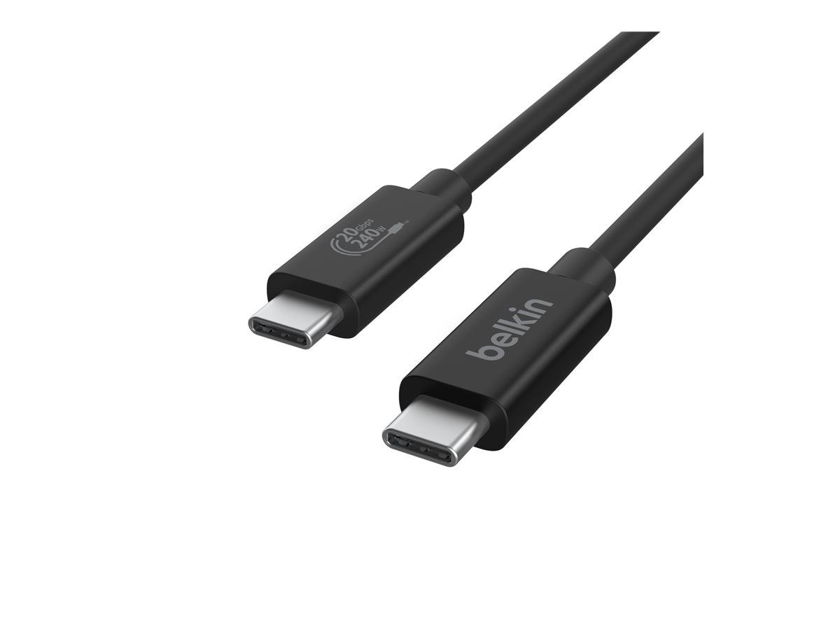 Belkin 240W USB-C to USB-C Cable - USB 4 - 20 Gbps - 4K - 2m/6.6ft - M/M - Black