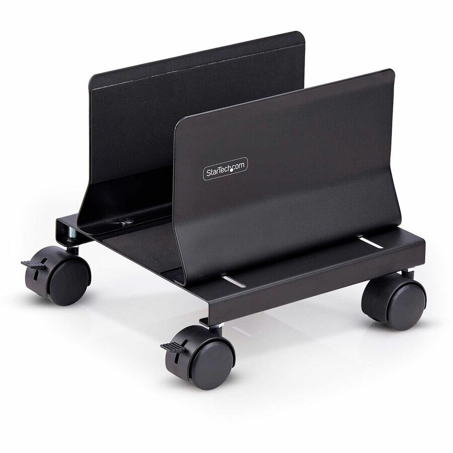 StarTech.com Computer Tower Cart, Mobile CPU Caddy on Wheels, Max Load 46.3lb, Adjustable Desktop Case Mount, Steel, TAA