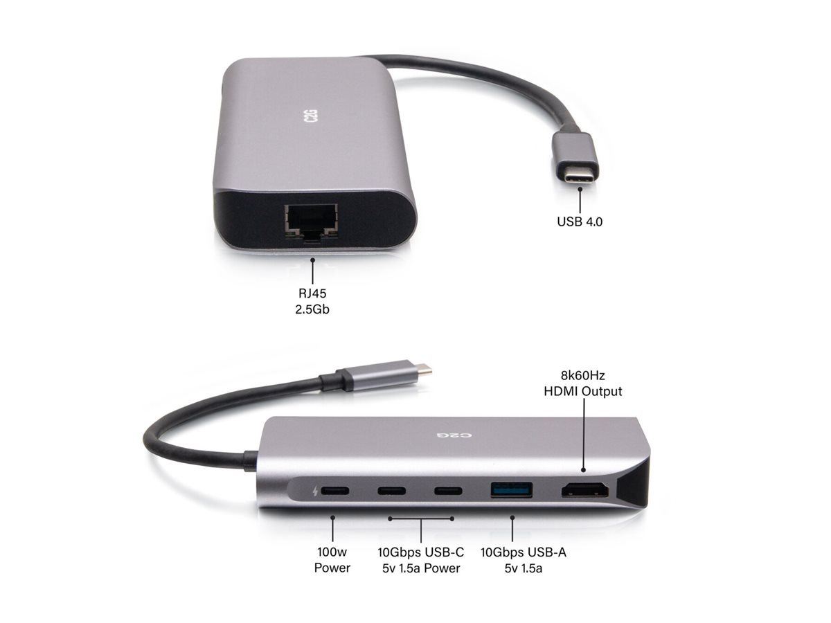 Thumbnail 4 of 5 for C2G USB-C 4.0 6-in-1 Mini Docking Station with HDMI, USB-A, Ethernet, and USB-C 85W- 8K 60HZ - docking station - USB-C /
