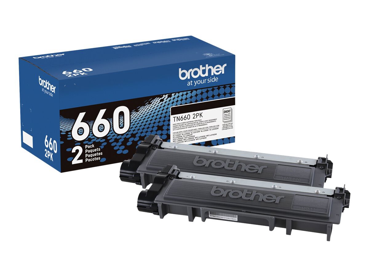 Brother TN660 2PK - pack de 2 - à rendement élevé - noir - original - cartouche de toner