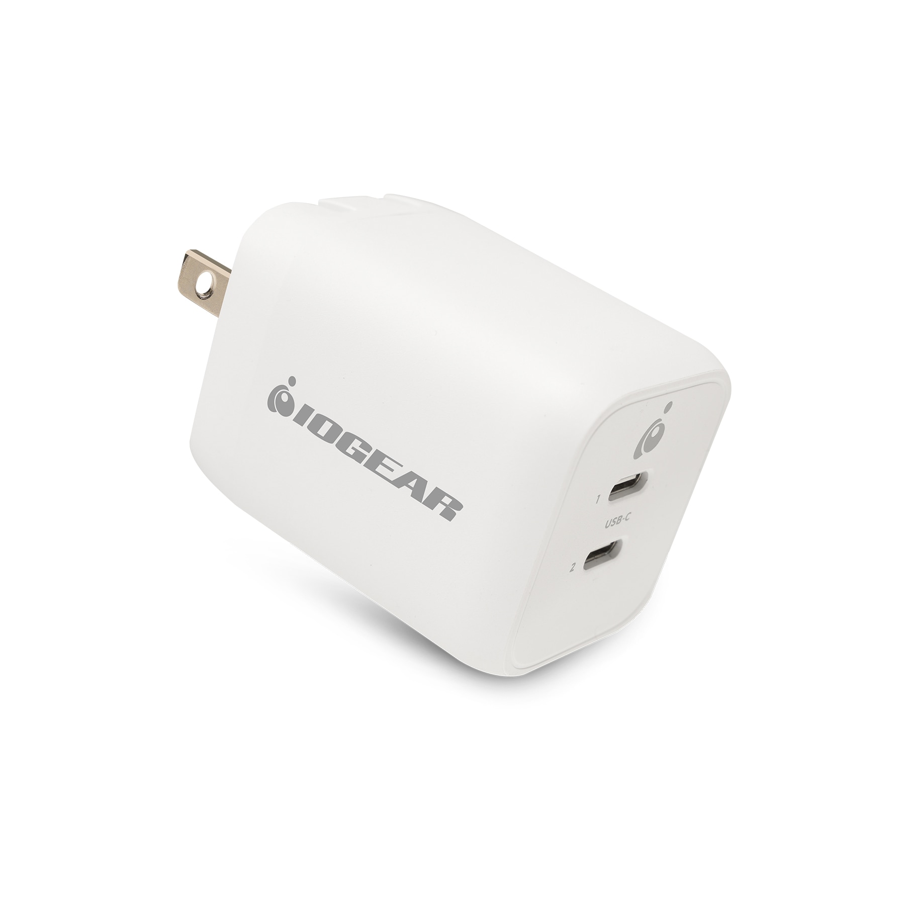 IOGEAR GearPower Dual USB-C 65W Charger, PPS, GaN, Cable included