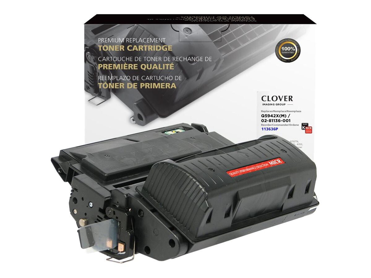 Clover Reman. MICR Toner for HP Q5942X (42X), Black, 20,000 page yield