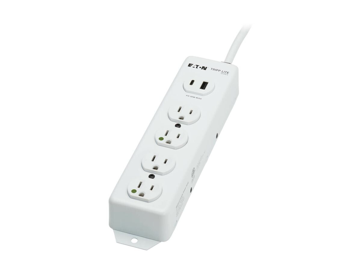 Eaton Tripp Lite series UL 1363 Medical Hospital Power Strip 4 Outlets USB Charging Antimicrobial 15ft Cord