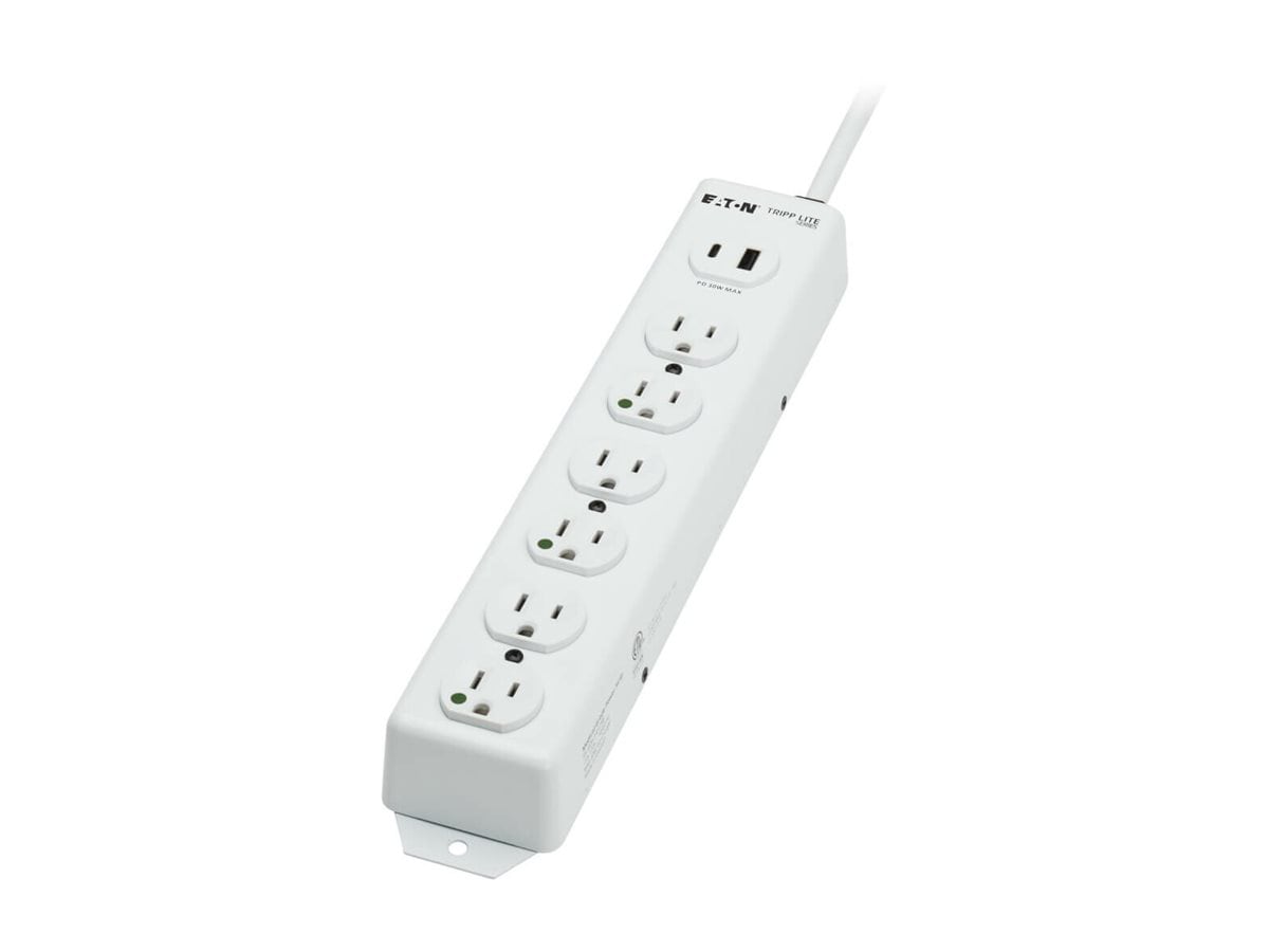 Eaton Tripp Lite series UL 1363 Medical Hospital Power Strip 6 Outlets USB Charging Antimicrobial 15ft Cord
