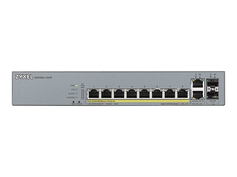 Zyxel GS1350 Series GS1350-12HP - switch - 8 ports - smart - rack-mountable