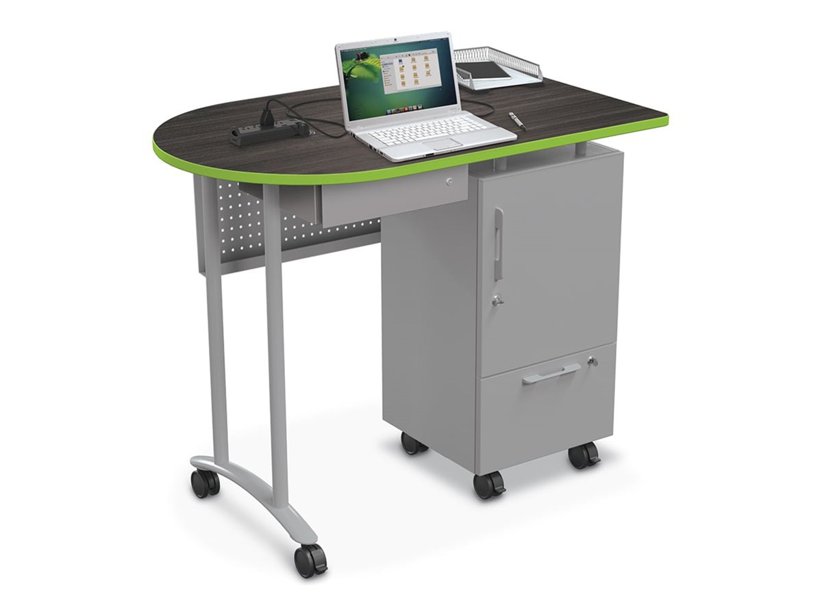 MooreCo Teacher Workstation II - workstation - curved - gray elm