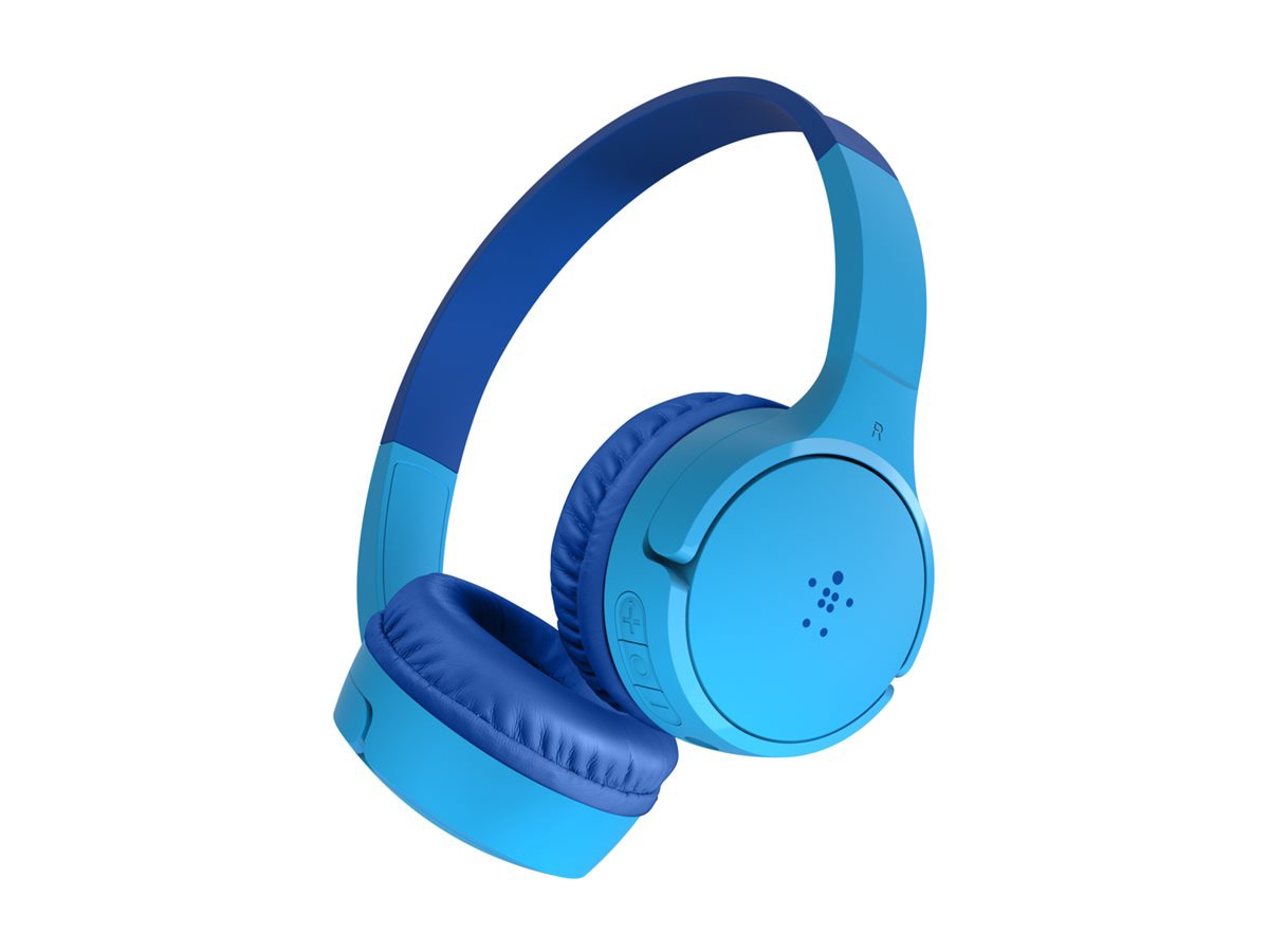 Belkin SoundForm Mini Wireless On-Ear Headphones for Kids - Headphones with Mic - Micro-USB Cable - Blue